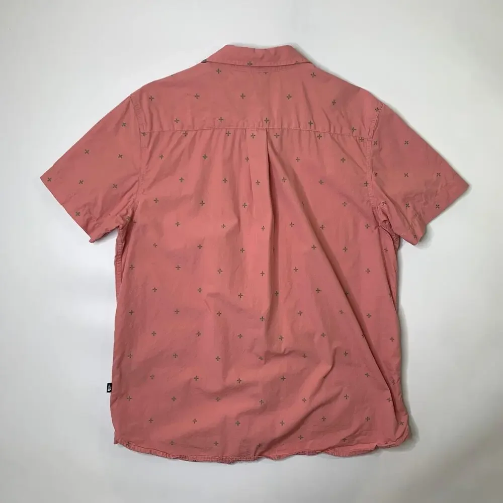 The North Face Shirt Mens L Large Peach Cotton Baytrail Jacquard Short Sleeve